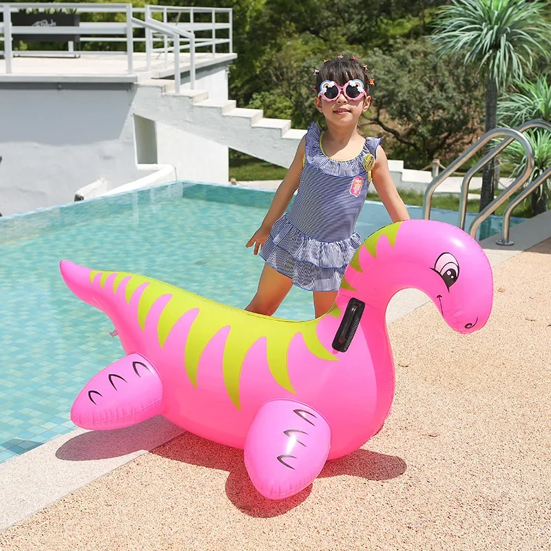 Inflatable Ride On Toys Red Dragon with Handles Pool Floating Row for Kids Summer Swimming Raft Fun Beach Pools Parties Ring