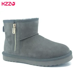 KZZO Australia Classic Winter Short Snow Boots con cerniera uomo pelle di pecora foderata in lana naturale scarpe calde taglia 38-48