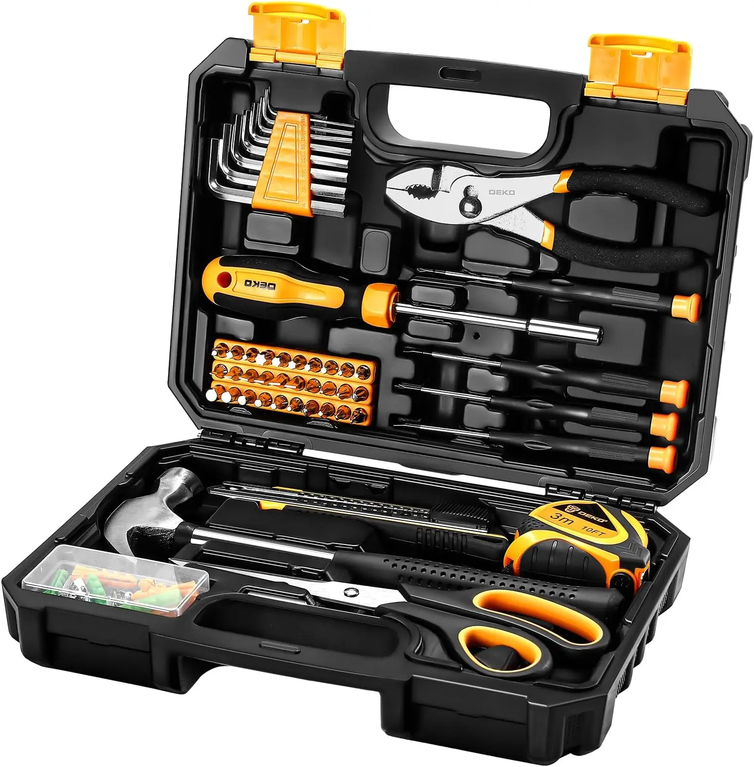 

50-Piece General Household Hand Tool Kit with Plastic Storage Case, Essential Tools for Home Office College Repairs