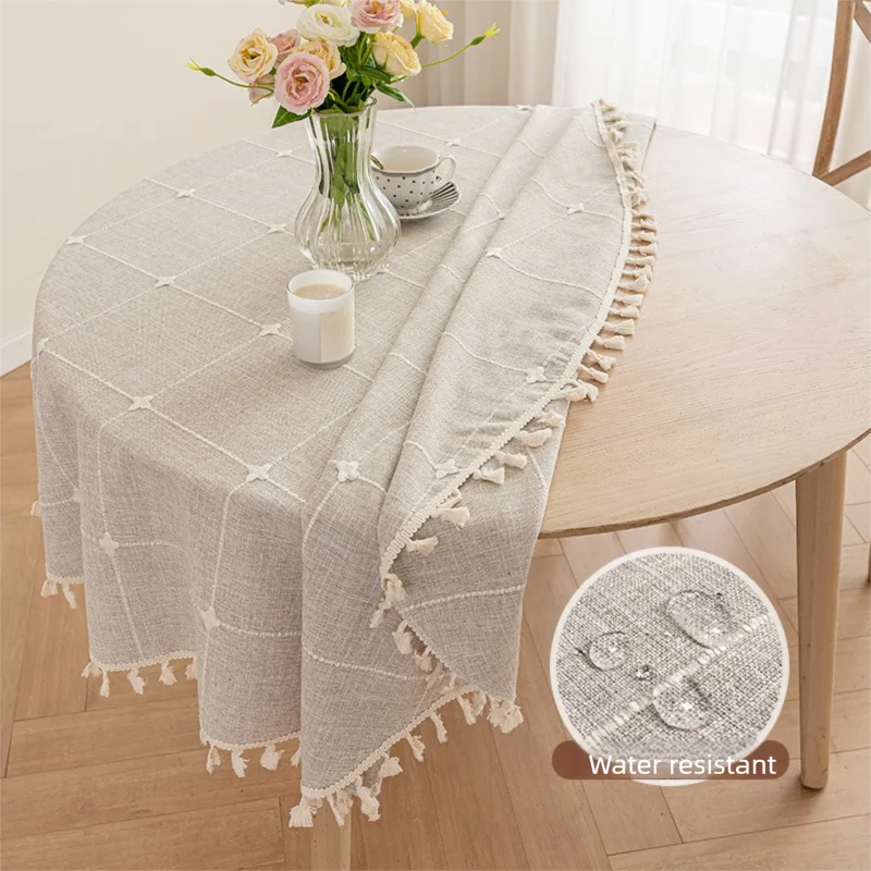 Round Tablecloth, Waterproof and Dustproof, Jacquard Dining Tablecloth, Wear-Resistant Large Round Table Cover view 4