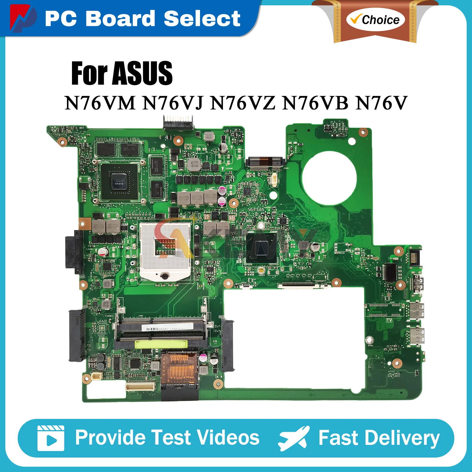 N76VJ Laptop Motherboard For ASUS Vivobook N76VZ N76VB N76VM N76V N76VJ N76VV Notebook Mainboard 100% tests OK fast shipping stk