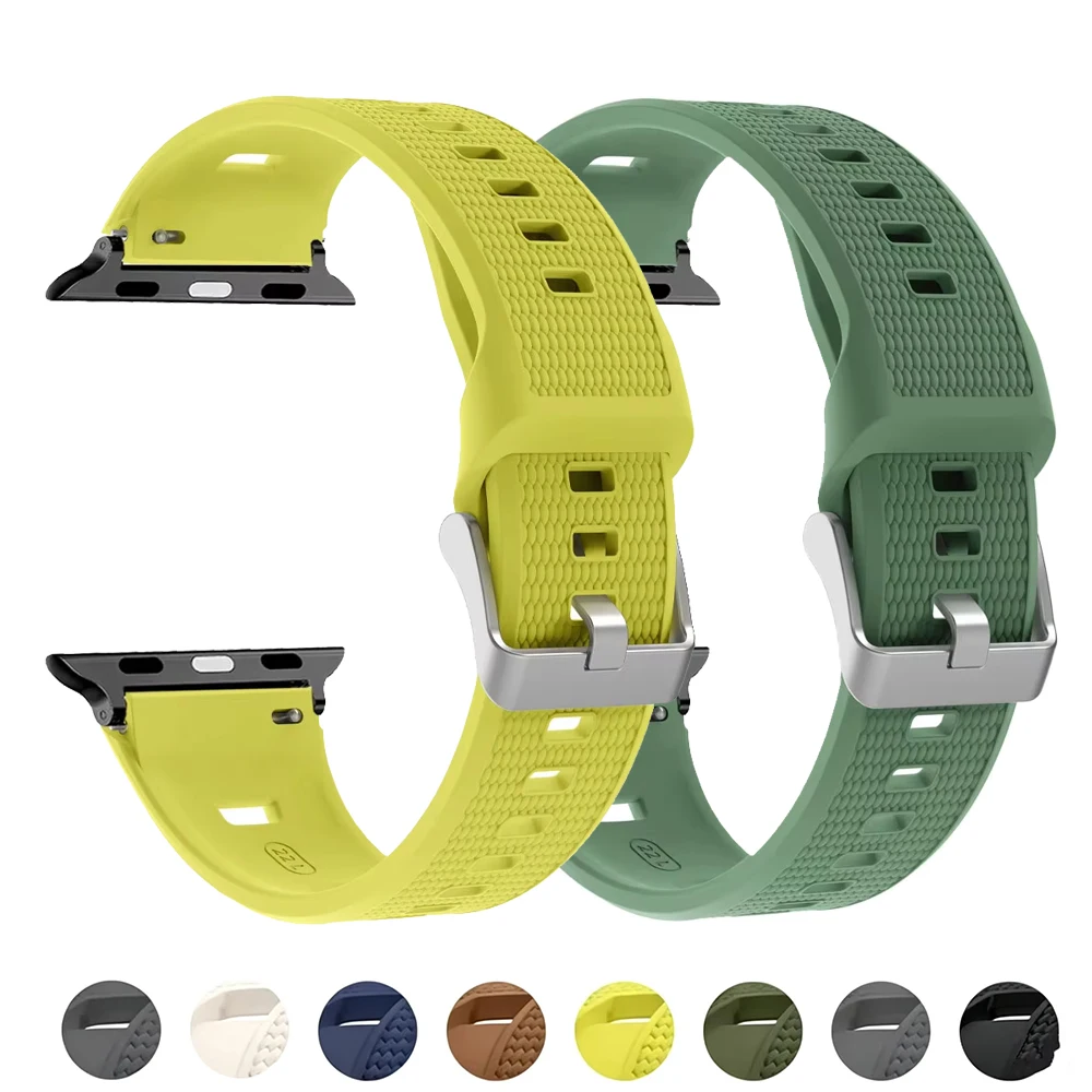 Strap for Apple Watch Bands 49mm 46mm 42mm 45mm 41mm 44mm 40mm Sports Silicone Bracelet for iWatch Ultra 4 3 /12 11 10 9 8 SE3