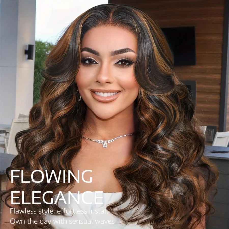 Body Wave Glueless Wig Human Hair 5x5 Closure 13x4 13x6 Lace Front Wig 1B/30 Highlight Ombre Colored Pre Plucked HD Lace Wig For Women