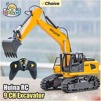 RC Car Construction Excavator Toy with Lights and Sound 9CH 2.4G Remote Control 1/24 Engineering Truck Toys for Boys Kids Gifts