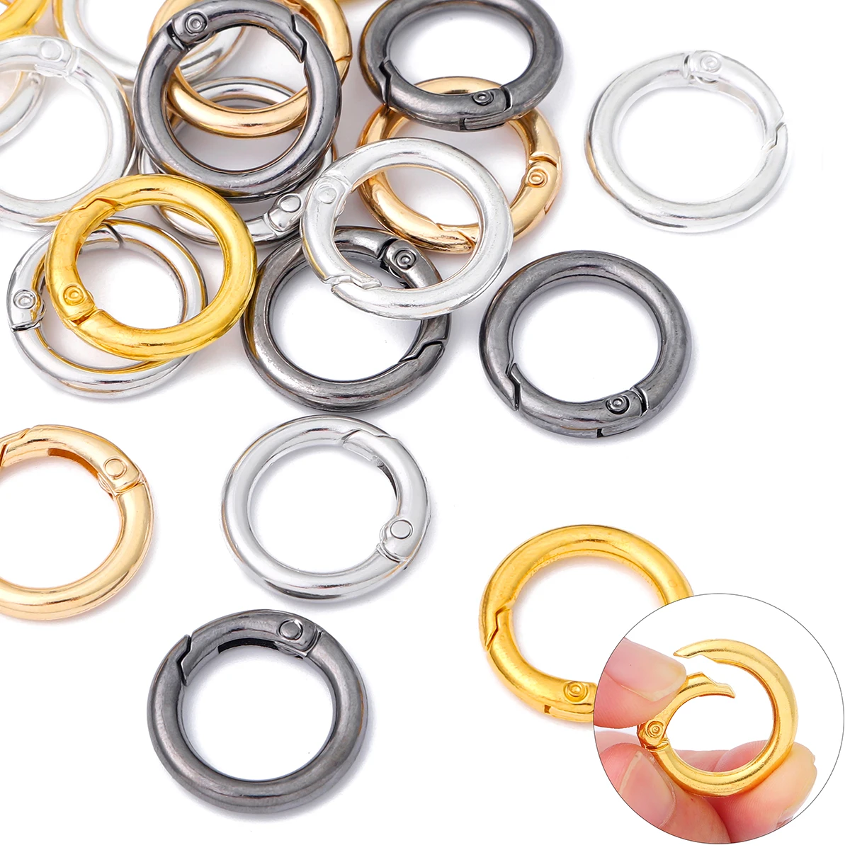 About10pcs Alloy Open Spring Ring, Circular Buckle, Open Circular Ring, Keychain, Luggage Buckle, Circular Hanging Buckle, Metal