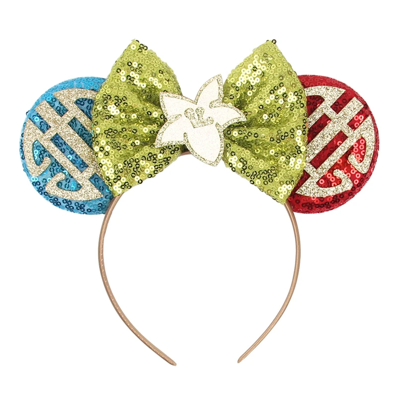Niedliches Mulan-Haarband Mädchen Cartoon Anime Kleidung Ohren-Stirnband Kinder Magnolienblüten Pailletten Schleife Haaraccessoires Damen Karneval – Detail 9
