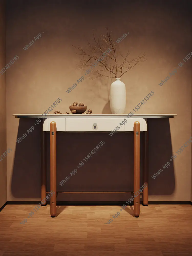 

Italian-style entrance table, light luxury, modern living room, new Chinese-style rock slab entrance table against the wall
