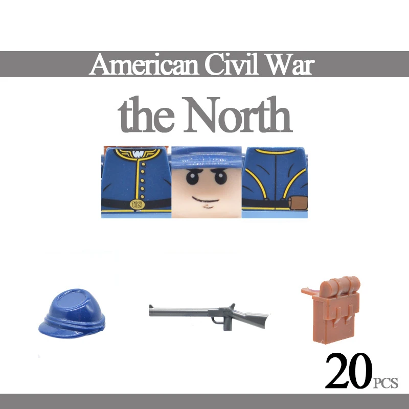 20 MOC American Civil War Building Block Toy  Packs The South The North Soldiers