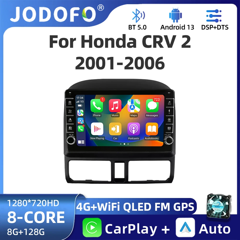 Jodofo 2din Android Auto Car Radio For Honda CR-V 2 CRV 2001-2006 Multimedia Video Player GPS Track Carplay Stereo Head Unit DVD