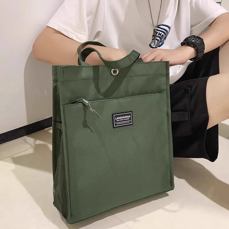 

Мужская минималистичная холщовая ручная сумка, повседневная рабочая сумка на плечо, большая вместительная сумка для файлов формата А4, деловая сумка-тоут