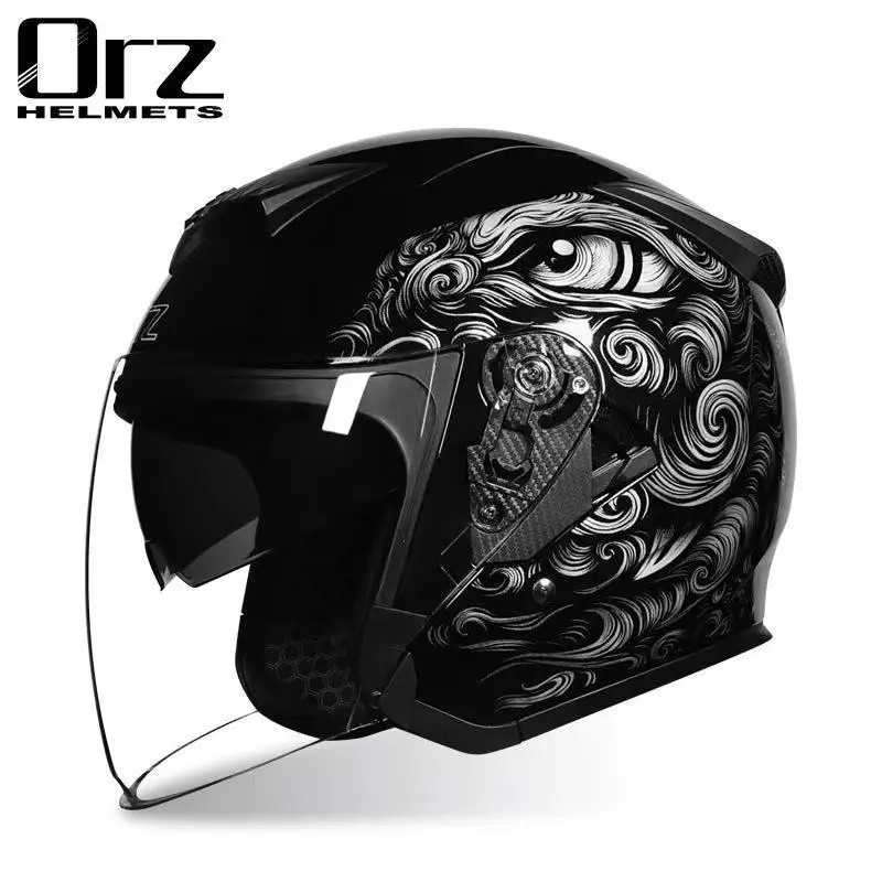 Motorcycle helmets men women pedals electric vehicles universal in all seasons double mirror helmet sun protection 3/4 helmet