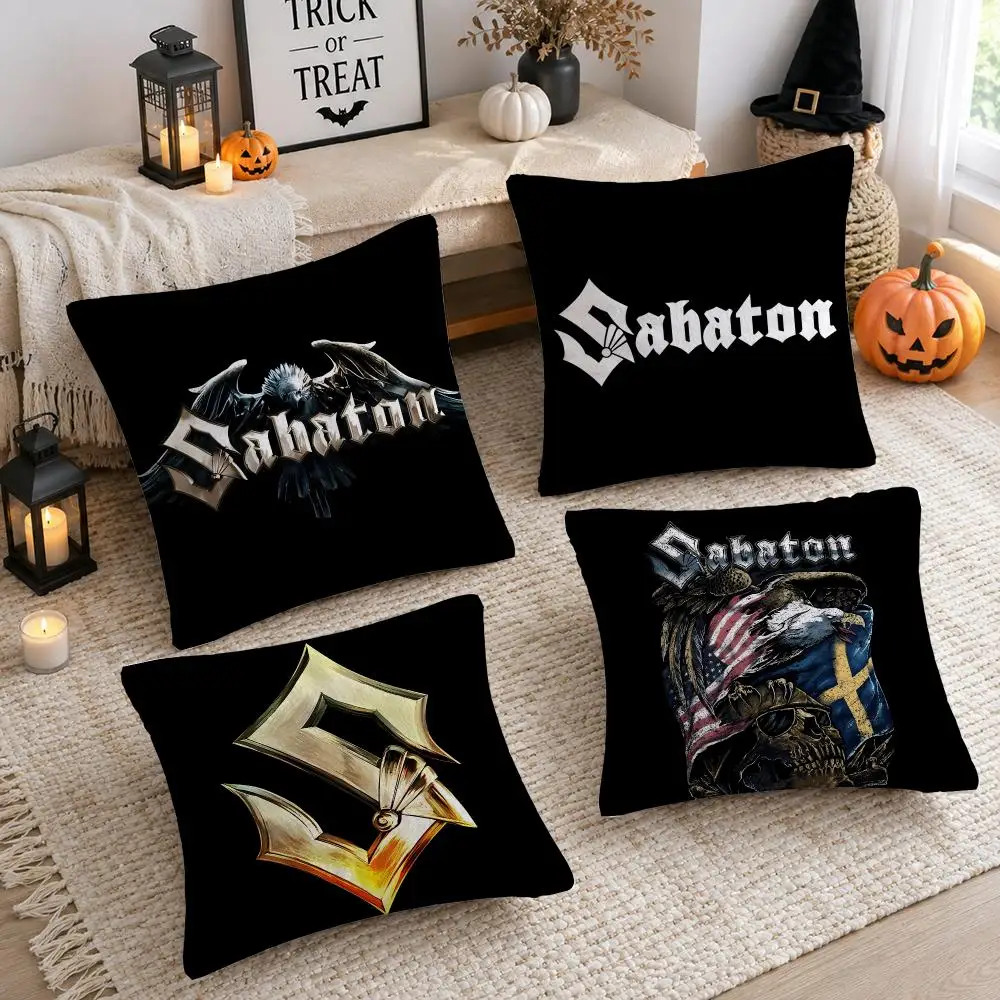 S-Sabaton Metal Band Album Covers Cushion Cover Plush Decorative Pillow Case With Hidden Zipper Cutecore Room Decor For Home