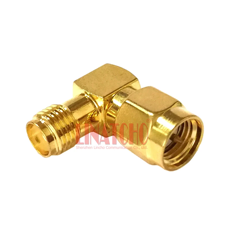 10 PCS Sales Gloden Brass SMA Male to SMA Female 90 Degree SMA Right Angle Adapter Connector