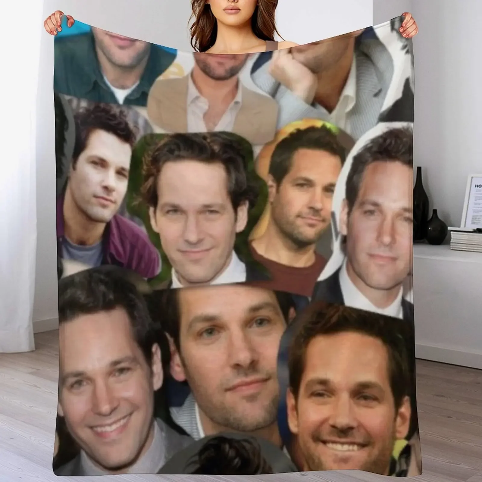 

Paul Rudd Collage Throw Blanket Hairy Hair Personalized Gift Sofa Quilt Blankets