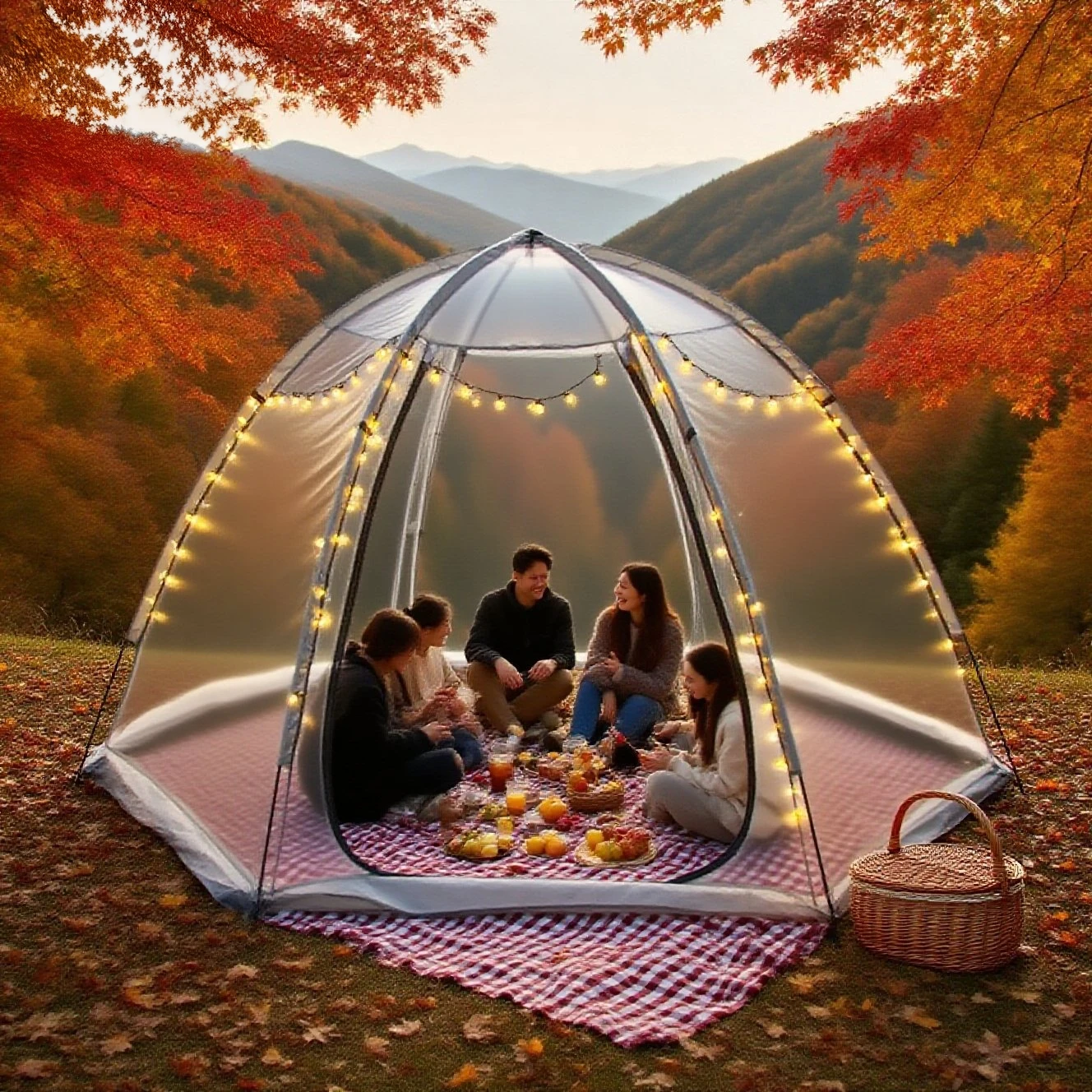 

Прозрачная ПВХ-палатка-пузырь для 4 человек – Увеличенная всепогодная смотровая кабина с защитой от холода, для зимней рыбалки и кемпинга