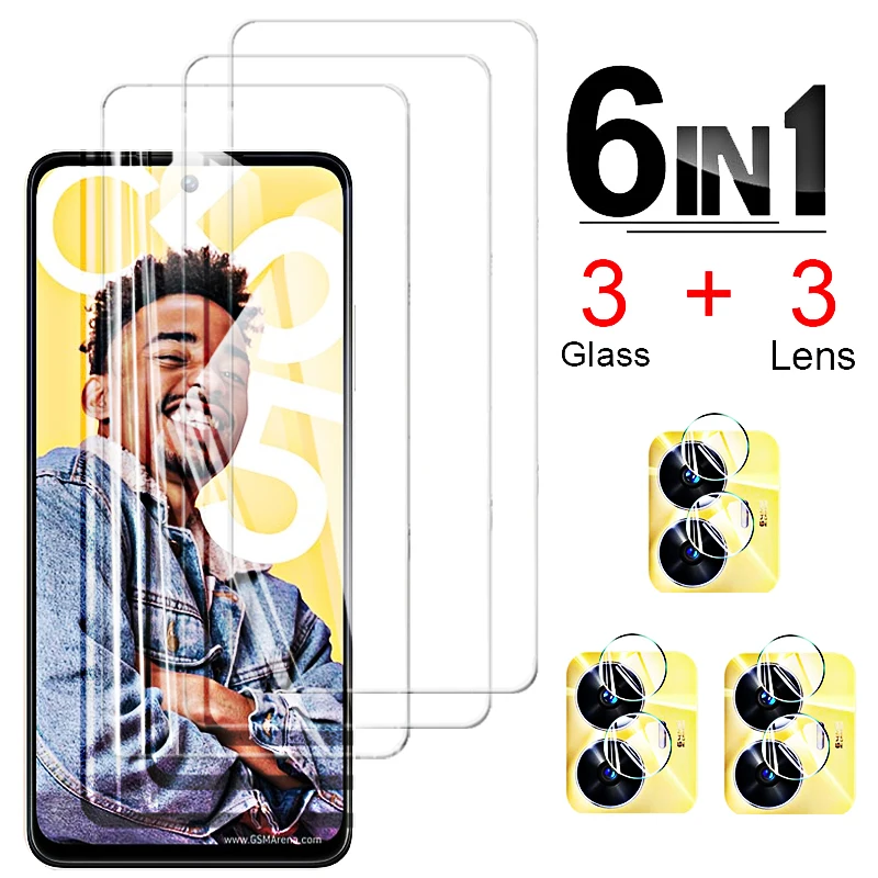 6 In 1 for Realme C55 Glass Camera Glass Realmec55 C 55 35 33 4G C35 C33 2023 C30 C30s 10 Pro 10t Screen Protector Tempered Film