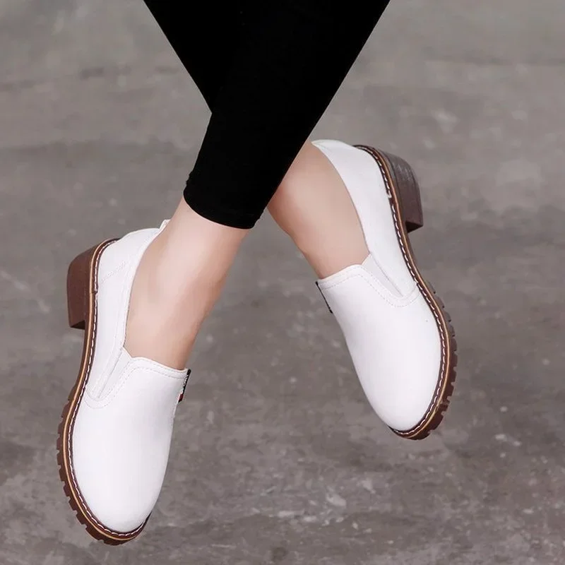 Women Flat Oxford Shoes Soft Leather Sneakers Low Medium Heeels Pumps Slip on Loafers Summer Footwear for Woman Zapatos