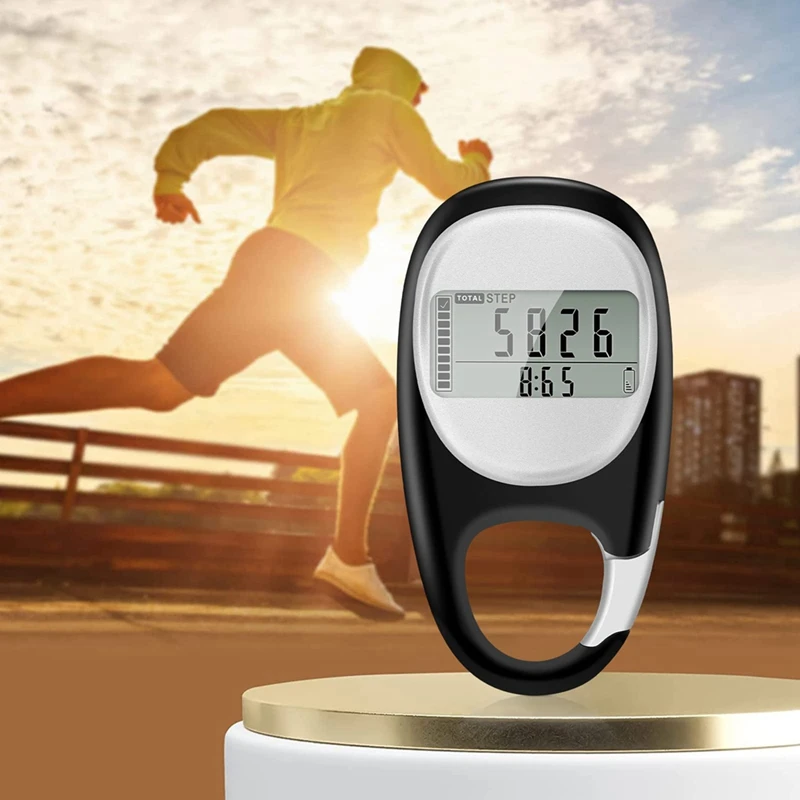 Pedometer For Walking, Portable Walking Pedometer 3D Step Counter, Simple Electronic Steps Tracker With Carabiner Durable