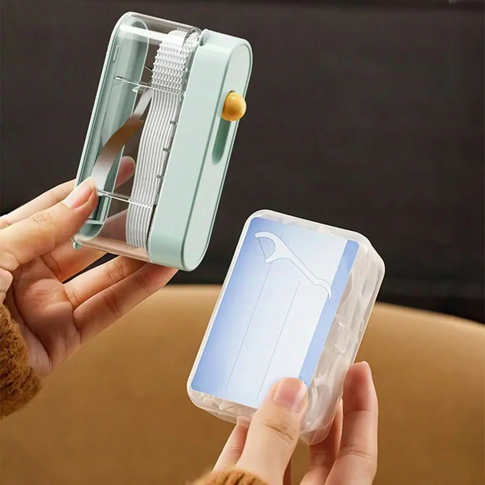 

Creative Automatic Pop Dental Floss Box Press-on Portable Floss Stick Storage Box Dustproof with 100Pcs Floss Floss Dispenser