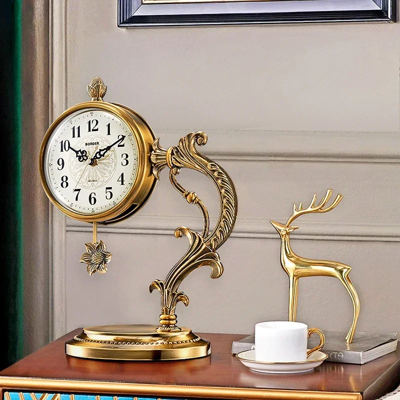 

Retro Mini Pendulum Clock Desktop Luxury Bedroom Automatic Desk Clock Modern Table Reloj Escritorio Vintage Home Decor Items