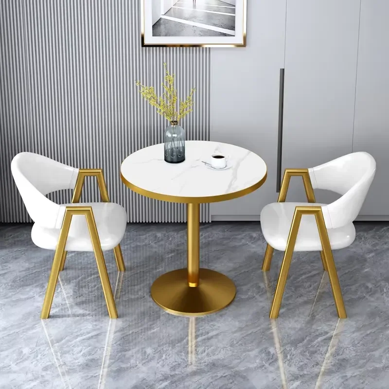 Modern Simple Round Dining Table Set for 2 Includes Chair for Home Hotel or Villa Panel Wood Style Dining Room Furniture