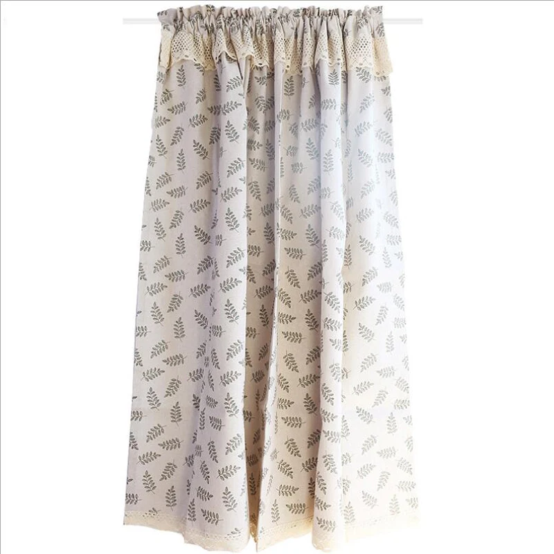 Nordic Style Short Curtain Solid Cotton Linen Lace Hem Half Tulle Curtain Wine Cabinet Door Kitchen Window Small Curtain