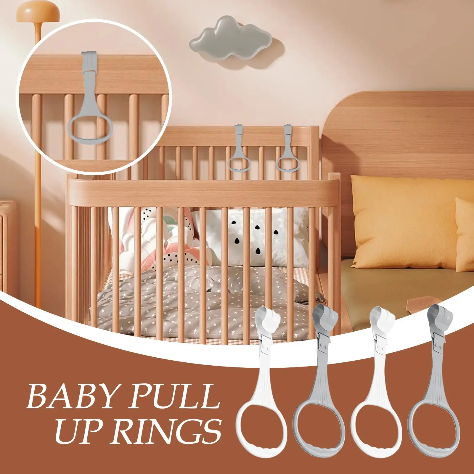 Baby Playpen Pull up Rings Baby Crib Pull up Rings Walking Exercise Aid Supplies for Kids Aged 6-36 Months Standing Assist