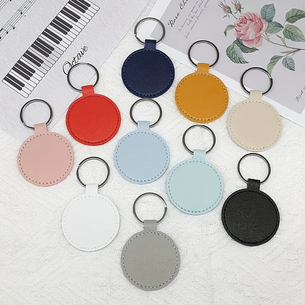 10Pcs Keychain DIY Craft Kit Round Keychains For Women PU Leather Blanks Key Rings Ideal For Holiday Gifts And Party Favors