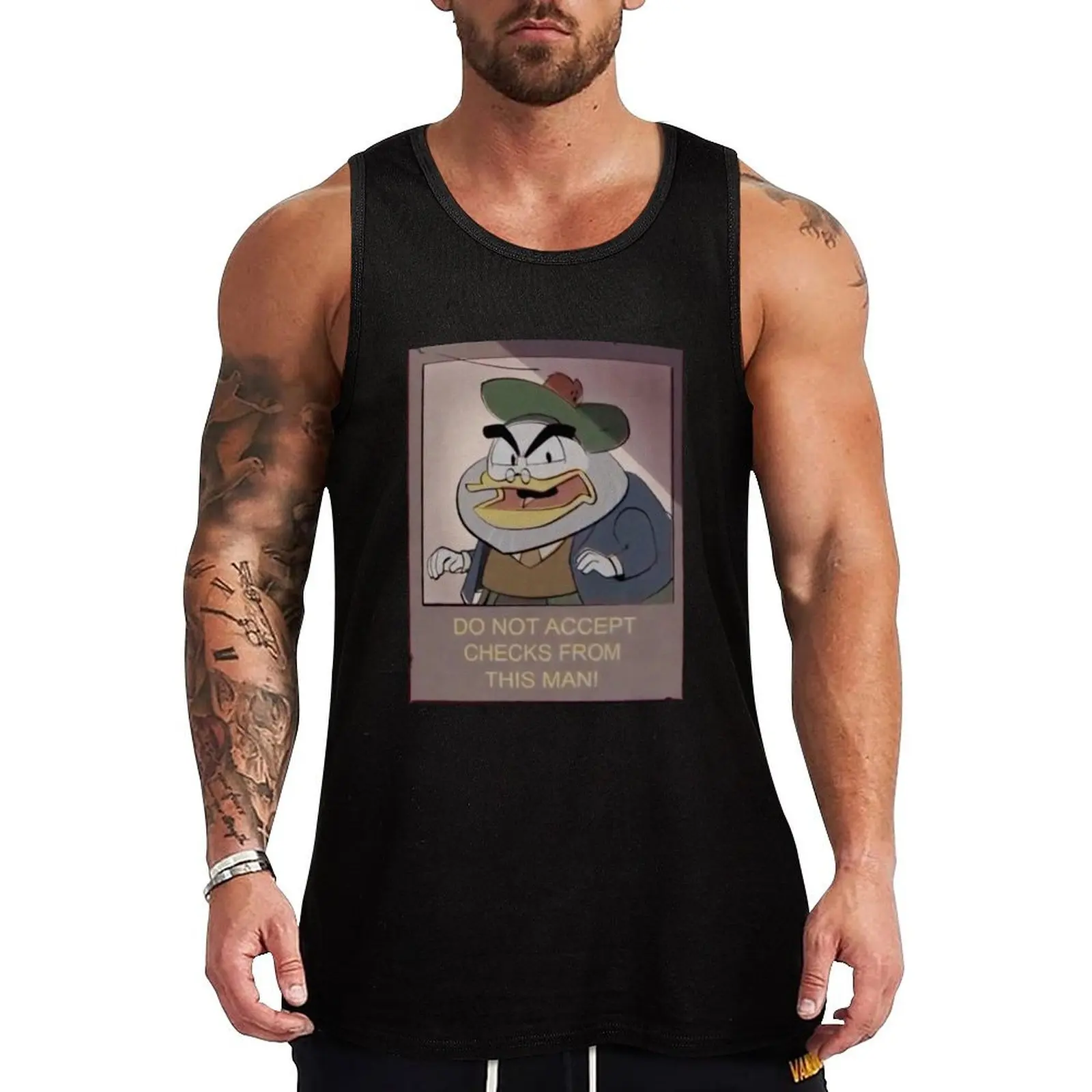 Flintheart Glomgold: DO NOT ACCEPT CHECKS FROM THIS MAN Tank Top bodybuilding man Sleeveless men Bodybuilding shirt