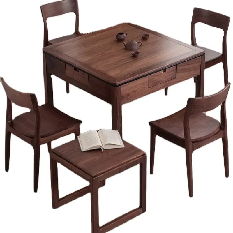 High quality black walnut solid wood mahjong machine meal