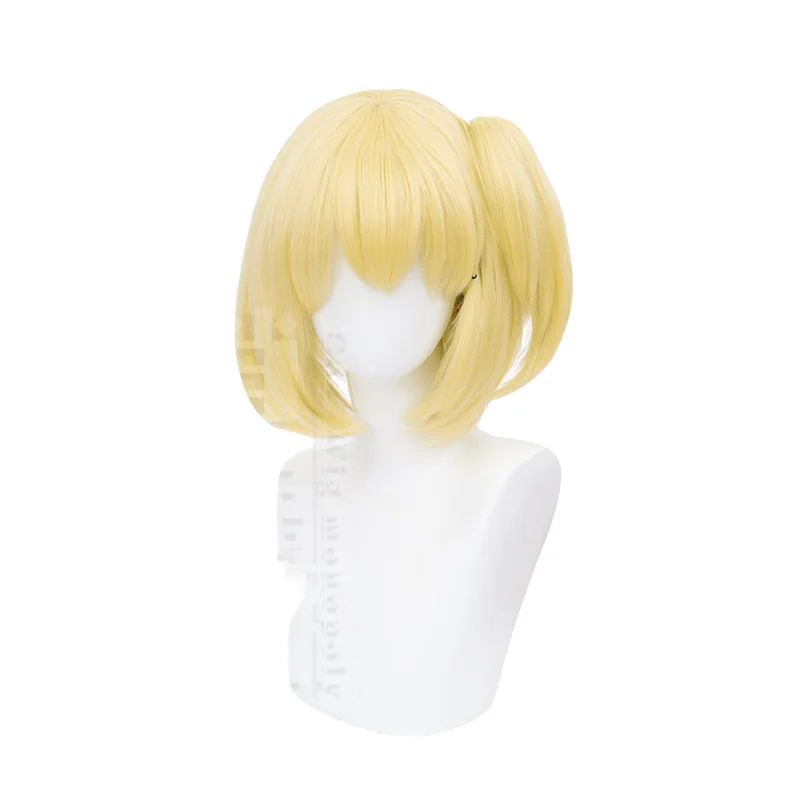 Anime haikyuu!!! Yachi-Hitoka Cos peruca curta, cabelo sintético resistente ao calor, perucas Cosplay Halloween Party, boné dourado, 35cm