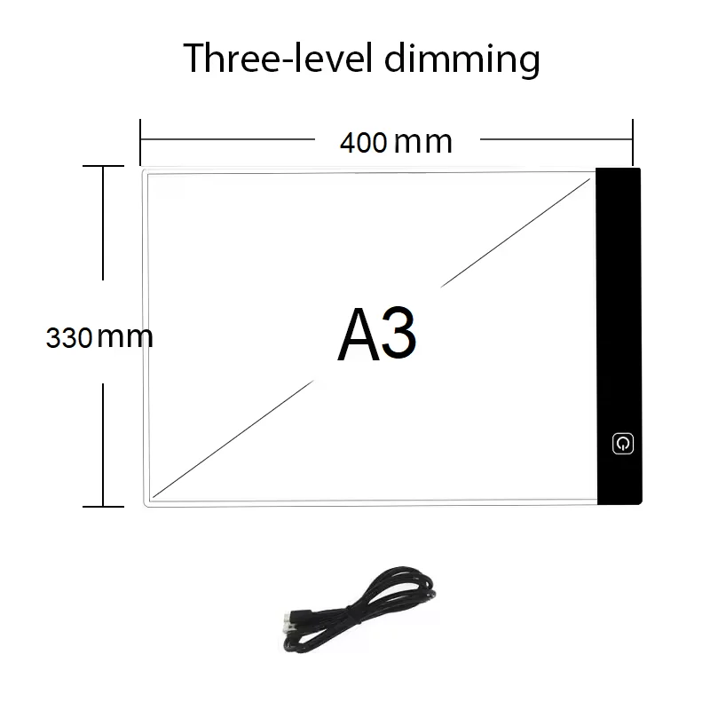 A3/A4/A5 Dreistufiger dimmbarer LED-Lichtpad Zeichenbrett Pad Tracing Light Box Augenschutz Einfacher für Diamantmalerei