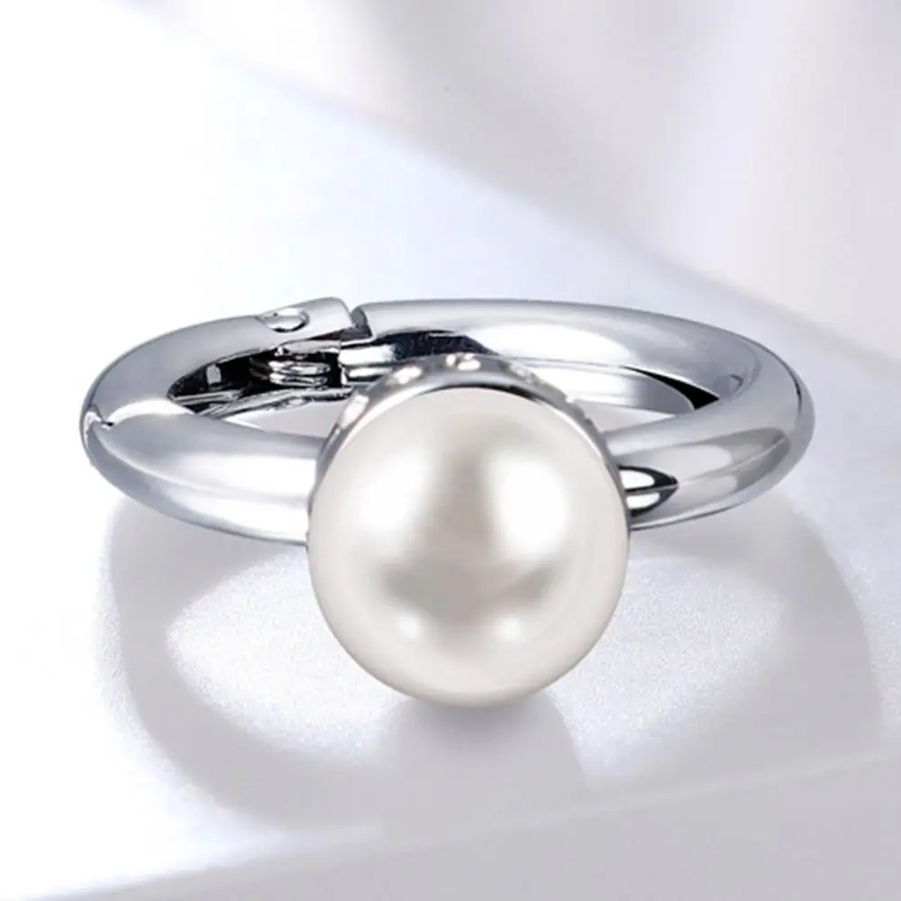 Zinc Alloy Metal Key Clip Anti-loss Anti-rust Pearl Ring Car Key Ring Smooth Temperament Fashion Ring Key Chain For Women Girls