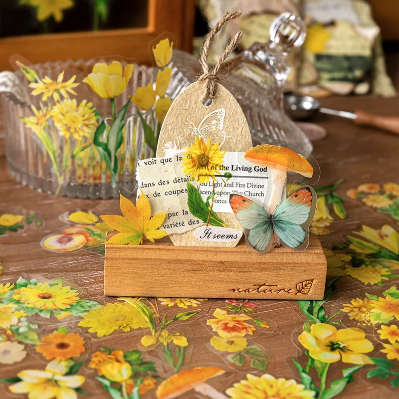 100 عبوة من ملصقات النباتات والزهور ذات الحواف العتيقة، سلسلة قصيدة السكر "مع التحدث بالزهور" لسكرابوكينغ ومجلات الرصاصة