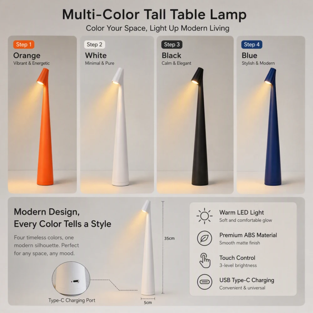 USB Eye Protection Night Light Touch Switch Desktop Atmosphere Light with Long Battery Life for Bedroom Travel Essential