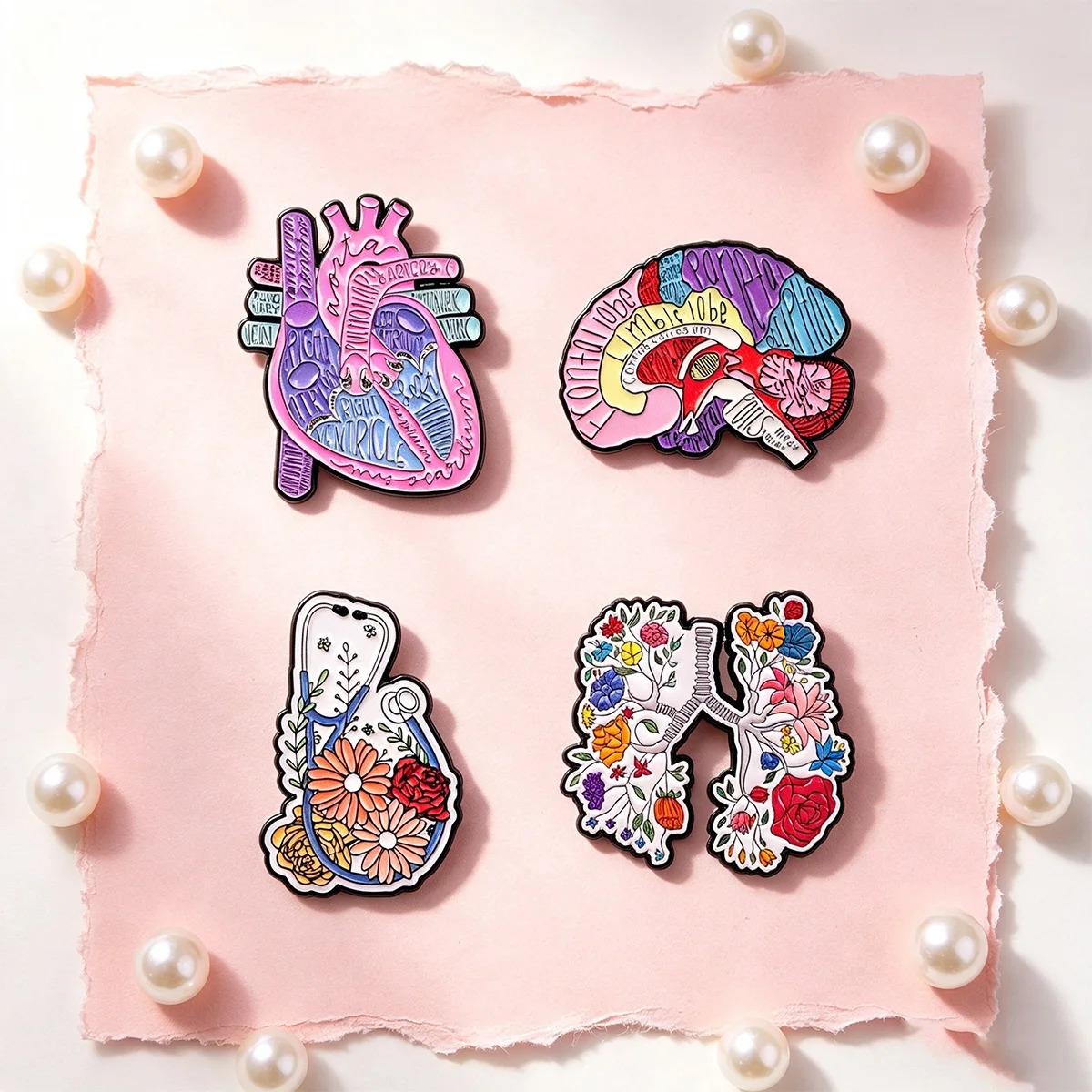 12pcs/Set Human Brain Heart Enamel Pin Medical Organ Lapel Pins for Backpacks Jeans Brooches Adorn Jewelry Accessories Gifts