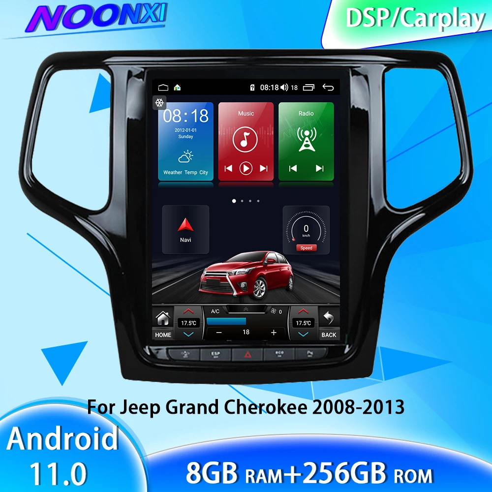 

8 + 256 ГБ для Jeep Grand Cherokee 2008-2013 Android 11 навигация Сенсорный экран Tesla головное устройство автомобильное радио стерео Мультимедийный Плеер