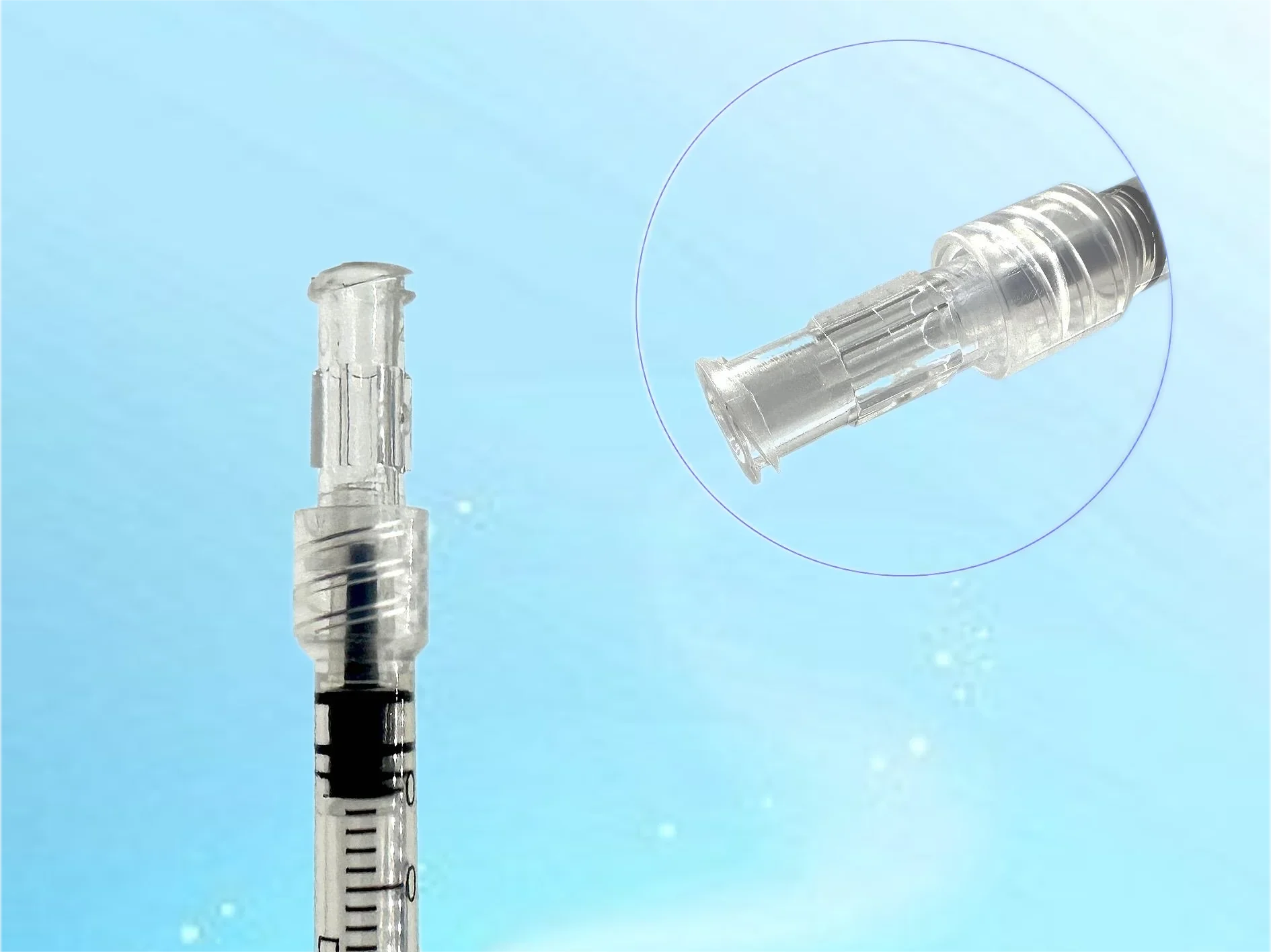 Leak Proof Double Helix Medical Sterile Luer Lock Adapter  Transparent Plastic Syringe Connector