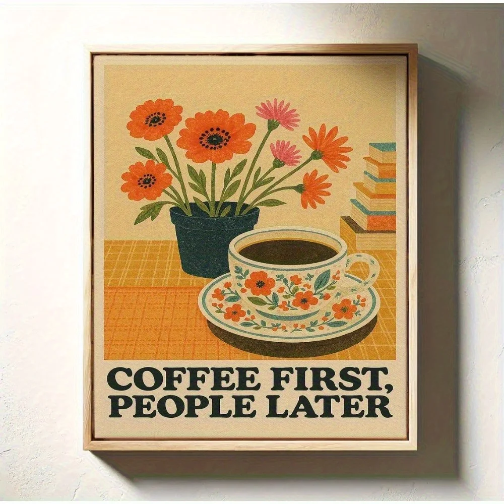 1pc Vintage Coffee Quote Wall Art Poster - 