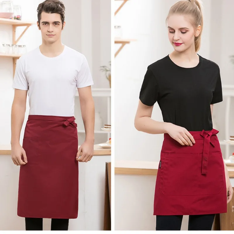 Waterproof Apron, Catering Waiter, Female Waist, Short Chef Half-cut Overalls Apron Kitchen