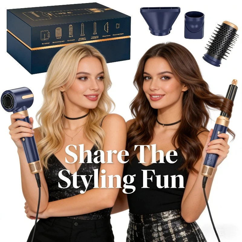 

7 In 1 Hair Dryer Brush Brushless High Speed Hair Dryer with Diffuser Ionic Blow Dryer Hot Air Styling Comb Auto Hair Curler