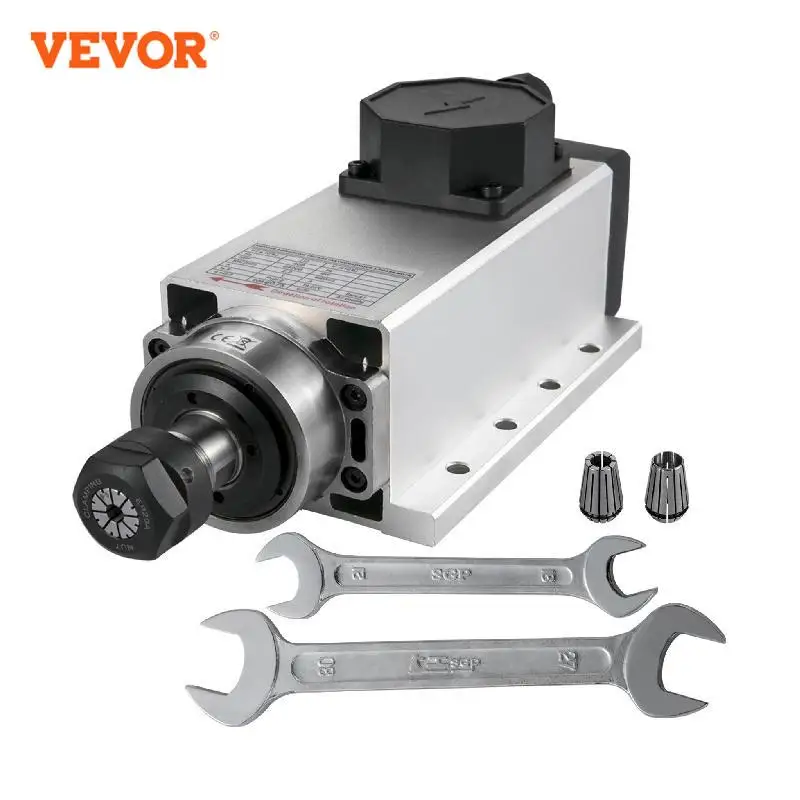 VEVOR 2.2KW CNC Square Air Cooled Spindle Motor ER20 Collet 4 Bearing Frequency Converter CNC Router Engraving Milling Machine