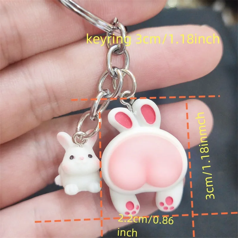 1pc Cute Rabbit Keychain , Polyresin Bunny Butt Keyring, Adorable Animal Charm for Handbags & Gifts for Friends and Colleagues