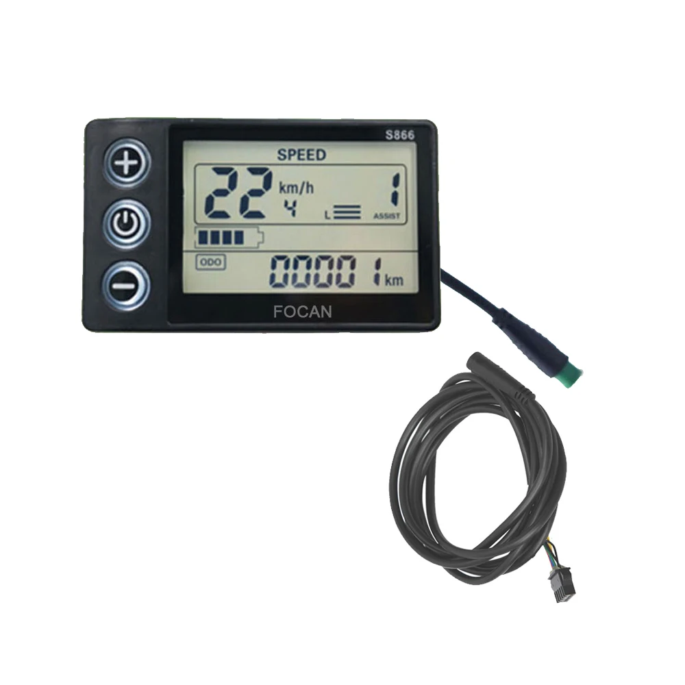 24V 36V 48V 60V S866 Electric Bike LCD Display Meter LCD Panel  For Mountain Bike Electric Scooter