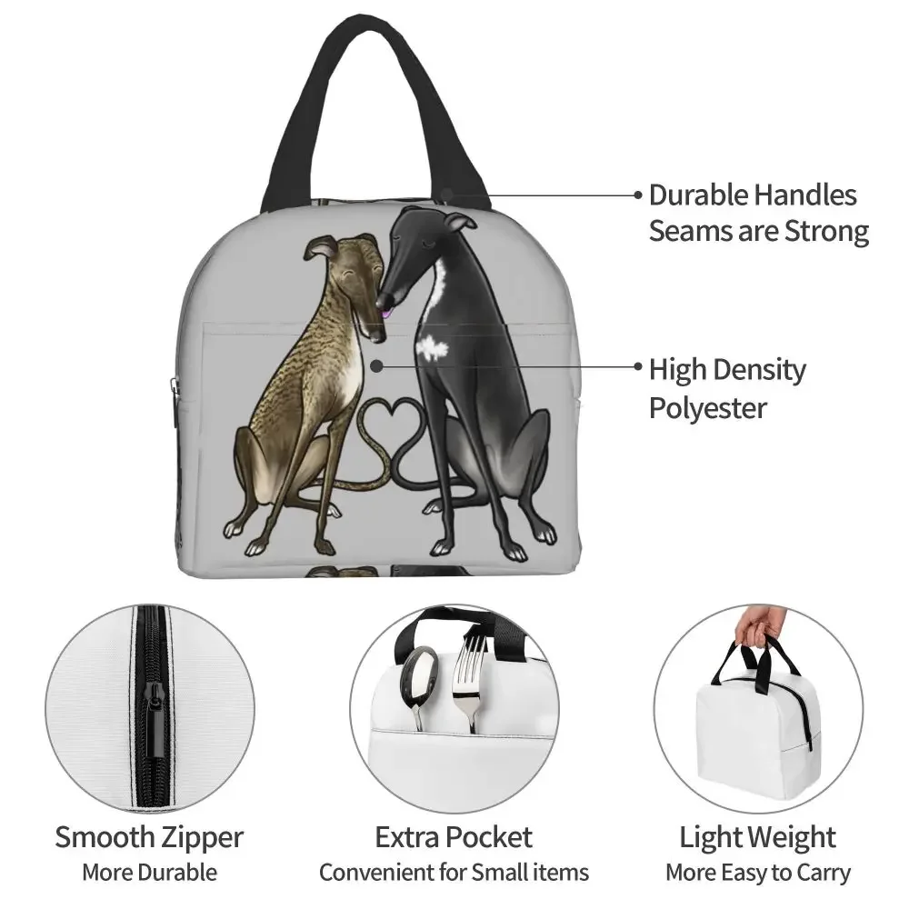 Custom Greyhound Whippet Sighthound Dog Lunch Bag Women Warm Cooler Insulated Lunch Boxes for Kids School Children