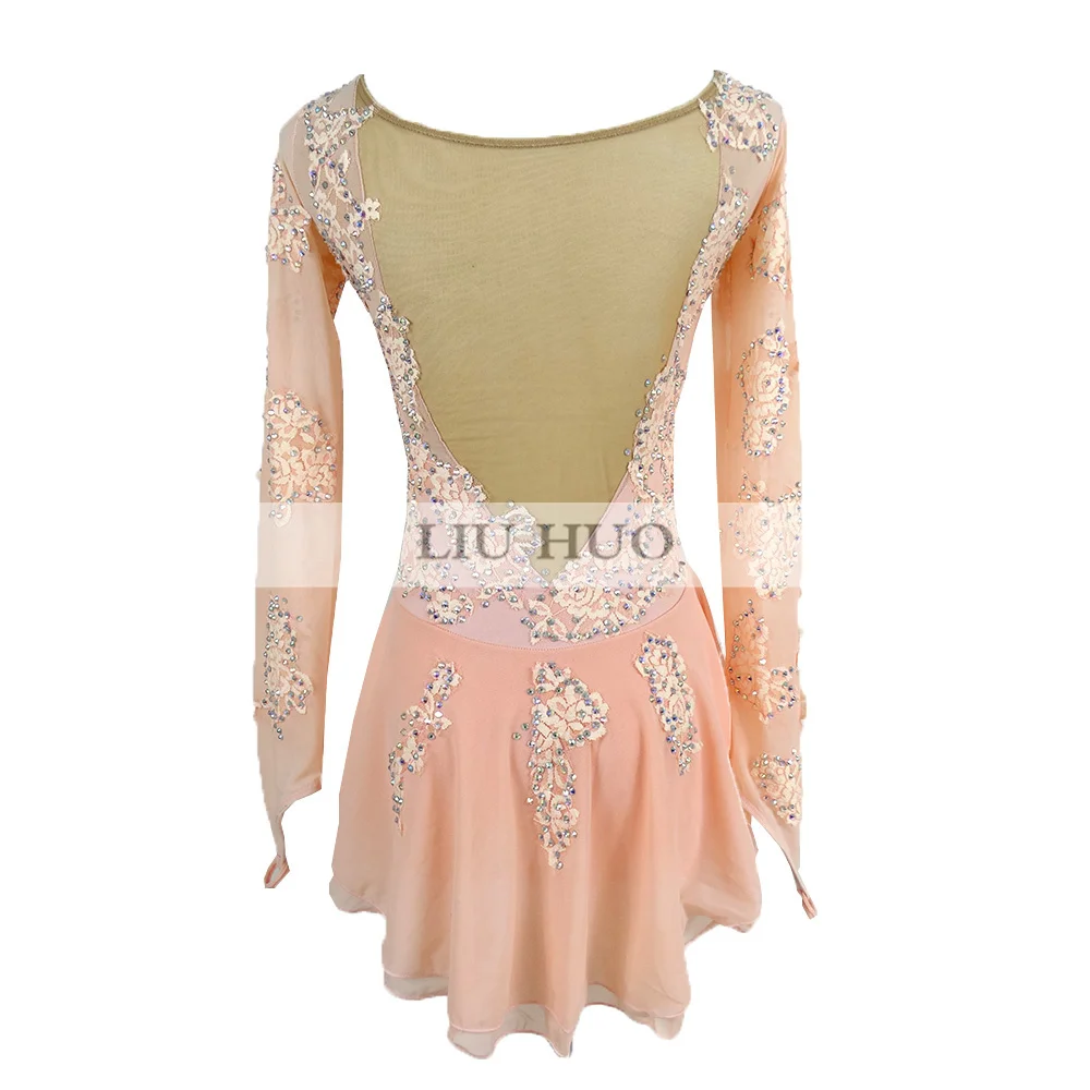 strapless open back dress Light Pink Ice Skates w/ Fur Trim 18