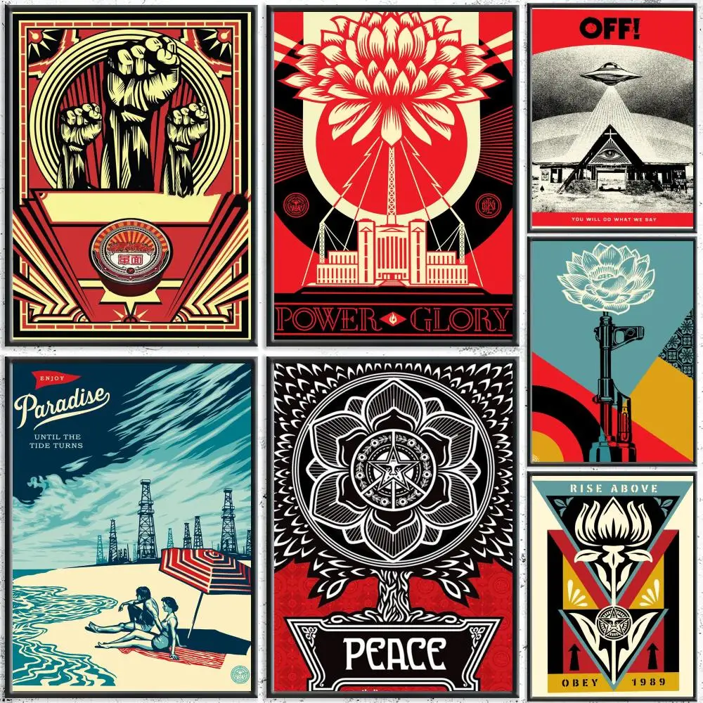 Iconic Artist Shepard Fairey Poster HD Self-Adhesive No Residue After Removal Ideal for All Kinds of Wall Decor