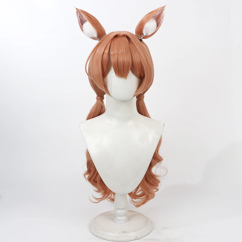 Iochi Mari Cosplay Wig Blue Archive Orange 80cm Wavy Heat Resistant Synthetic Hair Halloween Party Role Play + Free Wig Cap image 2