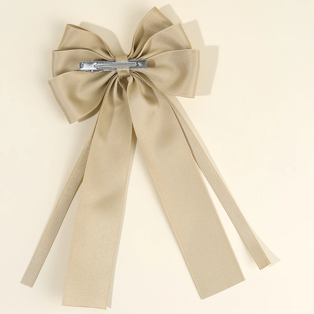العصرية الصلبة القوس مقاطع الشعر للفتيات الساتان Bowknot دبابيس الشعر الاطفال ذيل حصان باريت الكورية غطاء الرأس أغطية الرأس إكسسوارات الشعر #4