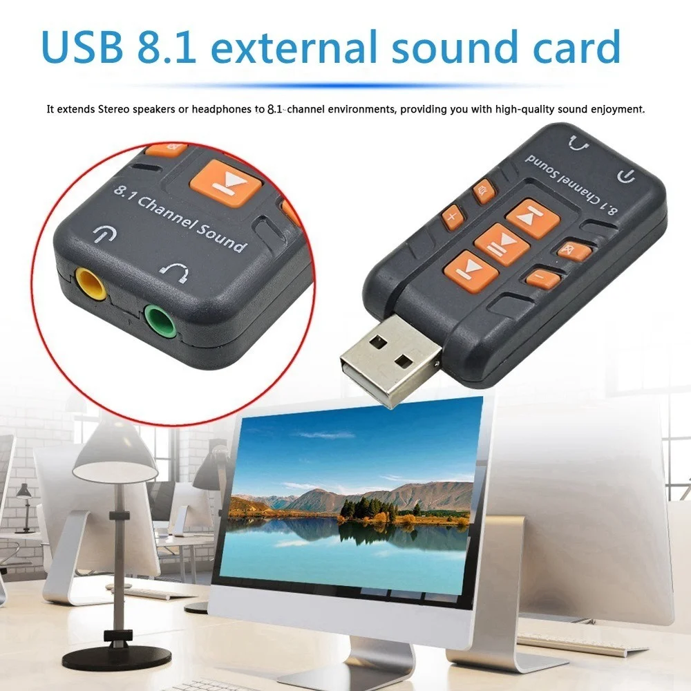 Hot Sale USB To 3D Audio External USB Sound Card 8.1 Channel Adapter Tarjeta De Sonido for Windows Vista/XP Win7 Win8